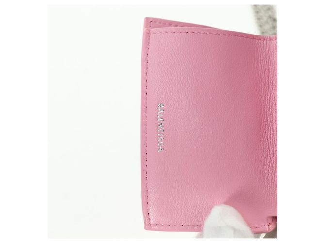BALENCIAGA Mini Chain Wallet Kitty Leather Pink Silver 623241 Auth 170544SM Argento Rosa - vista 22