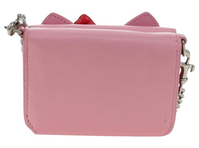 BALENCIAGA Mini Chain Wallet Kitty Leather Pink Silver 623241 Auth 170544SM Argento Rosa - vista 3