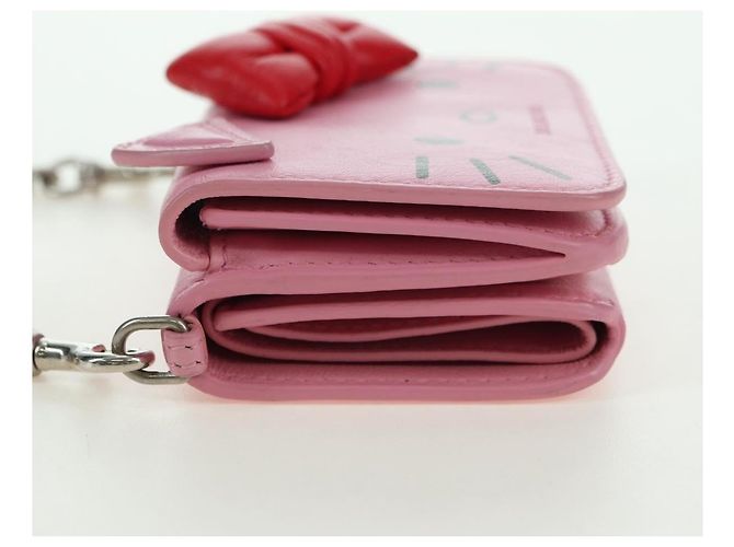 BALENCIAGA Mini Chain Wallet Kitty Leather Pink Silver 623241 Auth 170544SM Argento Rosa - vista 4