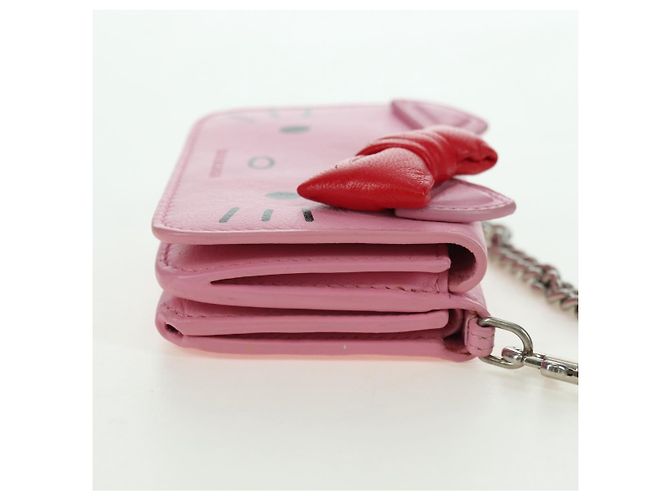 BALENCIAGA Mini Chain Wallet Kitty Leather Pink Silver 623241 Auth 170544SM Argento Rosa - vista 5