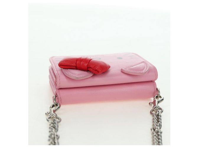 BALENCIAGA Mini Chain Wallet Kitty Leather Pink Silver 623241 Auth 170544SM Argento Rosa - vista 6