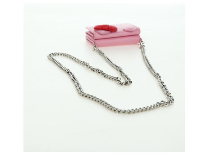 BALENCIAGA Mini Chain Wallet Kitty Leather Pink Silver 623241 Auth 170544SM Argento Rosa - vista 7