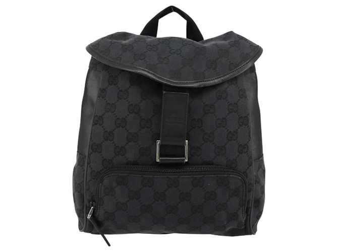 Zaino GUCCI GG Canvas Nero Argento 019 0352 Auth 177495A - vista 2