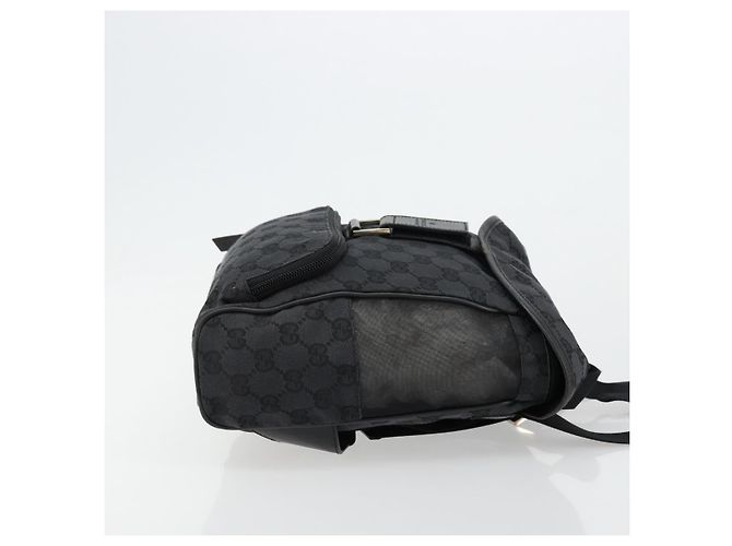 Zaino GUCCI GG Canvas Nero Argento 019 0352 Auth 177495A - vista 4