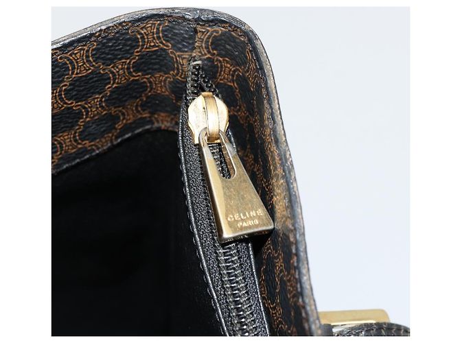 Céline Borsa Tote CELINE Macadam in tela PVC e pelle nera e oro Auth 179349 Nero D'oro - vista 19