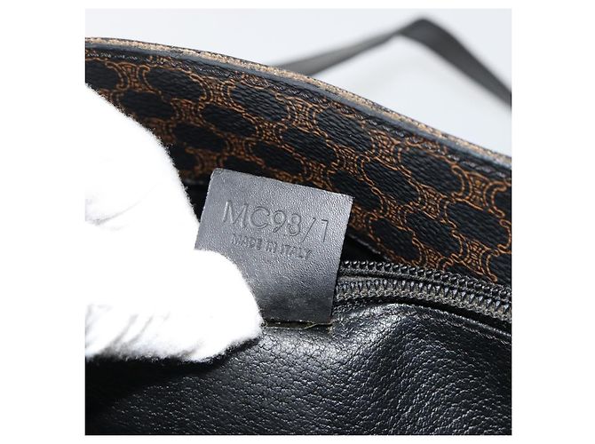 Céline Borsa Tote CELINE Macadam in tela PVC e pelle nera e oro Auth 179349 Nero D'oro - vista 22