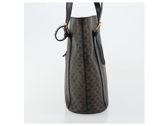 Céline Borsa Tote CELINE Macadam in tela PVC e pelle nera e oro Auth 179349 Nero D'oro - vista 4