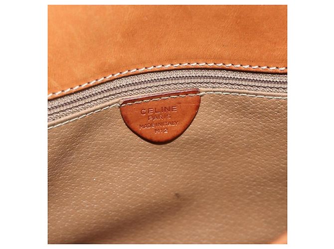 Céline CELINE Macadam Canvas Schultertasche PVC Leder Braun Gold Auth ka4327 Golden - Ansicht 15