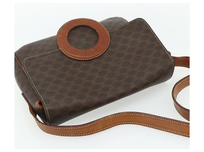 Céline CELINE Macadam Canvas Schultertasche PVC Leder Braun Gold Auth ka4327 Golden - Ansicht 6
