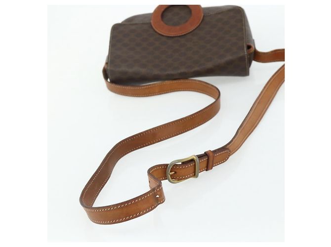 Céline CELINE Macadam Canvas Schultertasche PVC Leder Braun Gold Auth ka4327 Golden - Ansicht 7