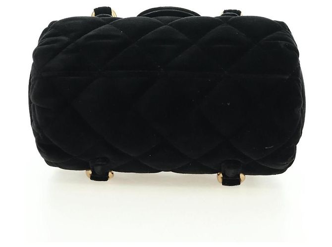 Borsa Bowling Mini Matelassé con Catena CHANEL Velluto 2way Nero Oro CC Auth 178047SM D'oro - vista 11