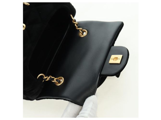 Borsa Bowling Mini Matelassé con Catena CHANEL Velluto 2way Nero Oro CC Auth 178047SM D'oro - vista 17