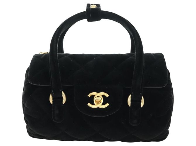 Borsa Bowling Mini Matelassé con Catena CHANEL Velluto 2way Nero Oro CC Auth 178047SM D'oro - vista 2