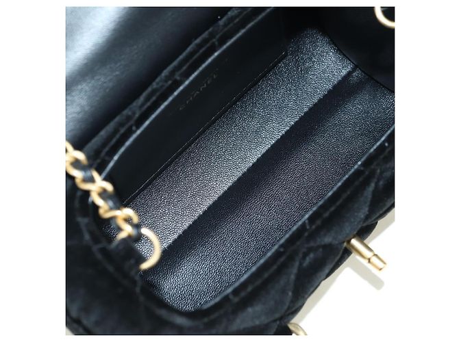 Borsa Bowling Mini Matelassé con Catena CHANEL Velluto 2way Nero Oro CC Auth 178047SM D'oro - vista 20