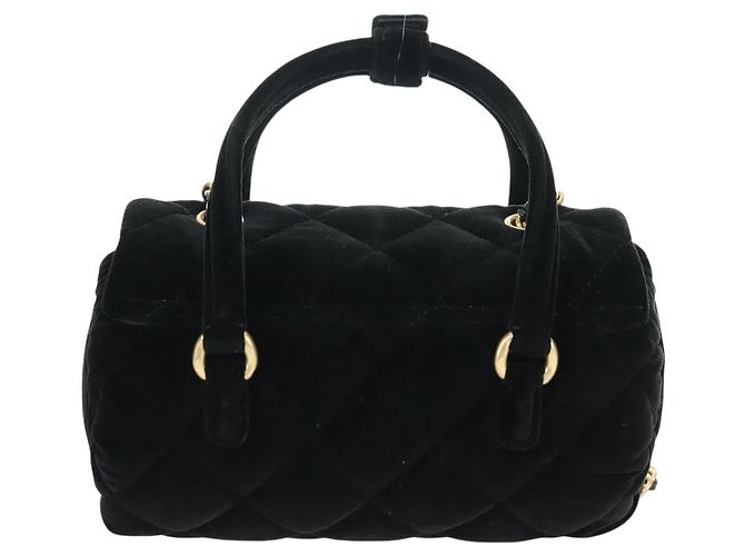 Borsa Bowling Mini Matelassé con Catena CHANEL Velluto 2way Nero Oro CC Auth 178047SM D'oro - vista 3
