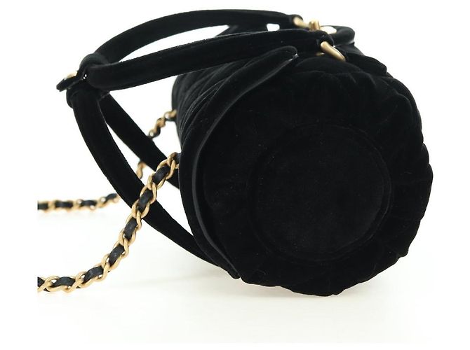 Borsa Bowling Mini Matelassé con Catena CHANEL Velluto 2way Nero Oro CC Auth 178047SM D'oro - vista 4