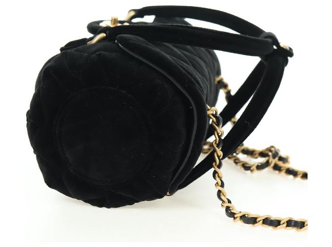 Borsa Bowling Mini Matelassé con Catena CHANEL Velluto 2way Nero Oro CC Auth 178047SM D'oro - vista 5