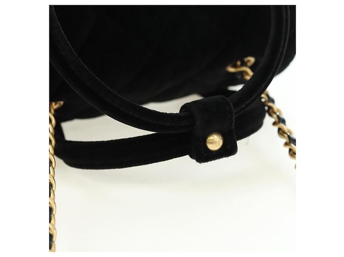 Borsa Bowling Mini Matelassé con Catena CHANEL Velluto 2way Nero Oro CC Auth 178047SM D'oro - vista 7