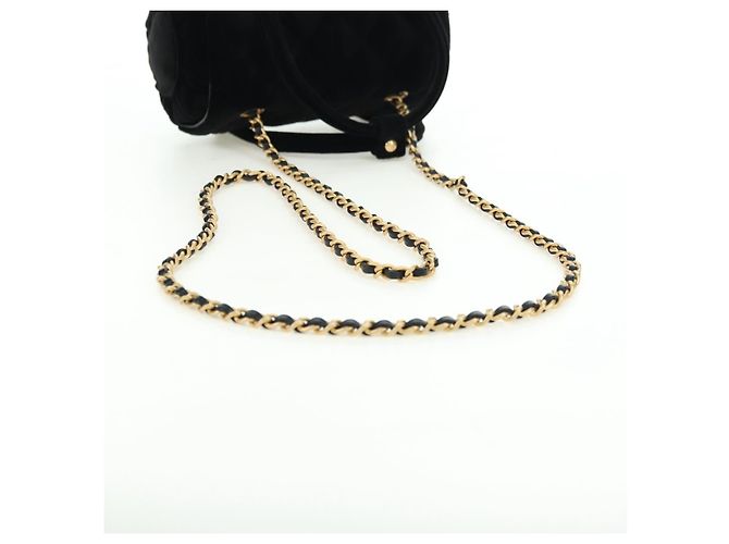 Borsa Bowling Mini Matelassé con Catena CHANEL Velluto 2way Nero Oro CC Auth 178047SM D'oro - vista 9