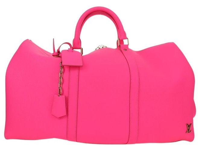 Borsa LOUIS VUITTON Keepall Bandouliere in pelle Taurillon M56925 LV Auth 178545SM Rosa - vista 2
