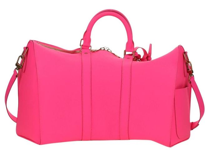 Borsa LOUIS VUITTON Keepall Bandouliere in pelle Taurillon M56925 LV Auth 178545SM Rosa - vista 3