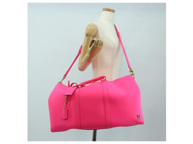 Borsa LOUIS VUITTON Keepall Bandouliere in pelle Taurillon M56925 LV Auth 178545SM Rosa - vista 31