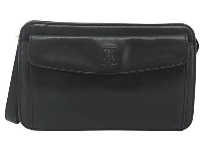 Céline CELINE Clutch Bag Leder Schwarz Gold Auth 180072 Golden - Ansicht 2