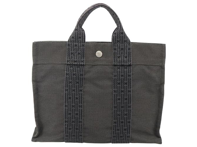 Hermès HERMES Her Line Tote PM Tragetasche Canvas Grau Silber Auth 179728A Braun - Ansicht 2