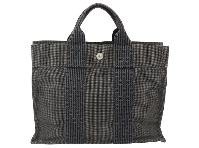 Hermès HERMES Her Line Tote PM Tragetasche Canvas Grau Silber Auth 179728A Braun - Ansicht 3