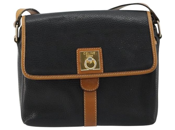 Céline CELINE Schultertasche aus Leder Schwarz Gold Auth 179287 Golden - Ansicht 2