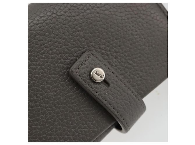 SAINT LAURENT Key Case Leather Gray Silver Auth bs35102 Brown Silvery - view 12