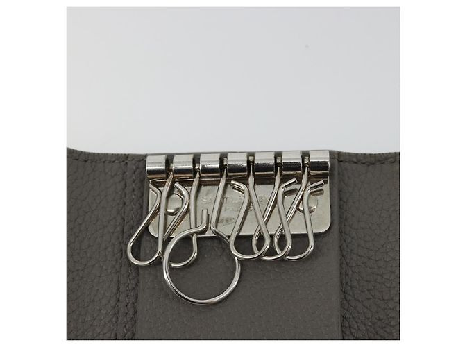 SAINT LAURENT Key Case Leather Gray Silver Auth bs35102 Brown Silvery - view 16