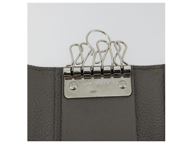 SAINT LAURENT Key Case Leather Gray Silver Auth bs35102 Brown Silvery - view 17