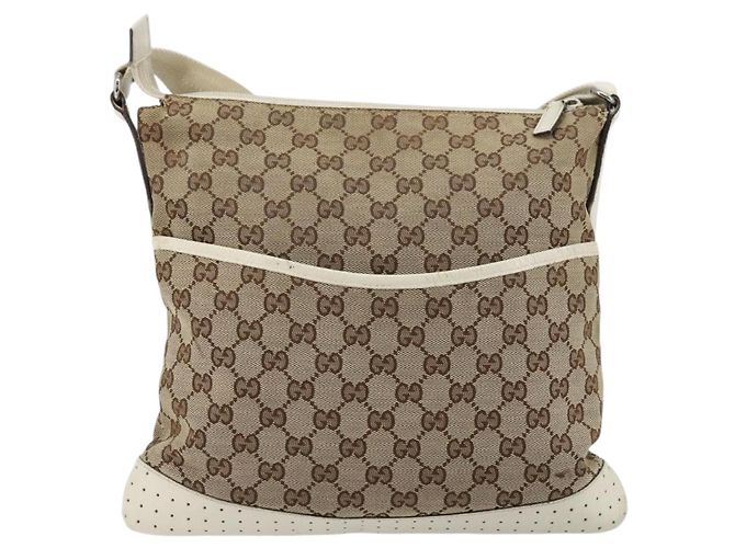 Borsa a Spalla GUCCI GG Canvas Beige Argento 145857 Auth BA12521 - vista 2