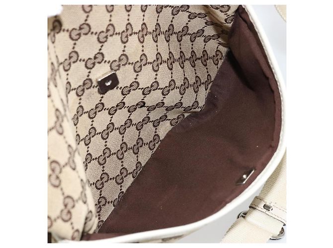 Borsa a Spalla GUCCI GG Canvas Beige Argento 145857 Auth BA12521 - vista 21
