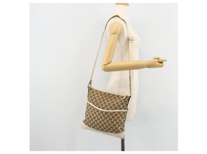 Borsa a Spalla GUCCI GG Canvas Beige Argento 145857 Auth BA12521 - vista 23