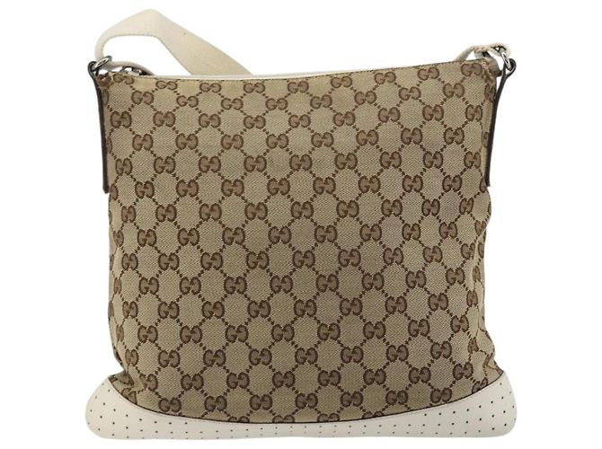 Borsa a Spalla GUCCI GG Canvas Beige Argento 145857 Auth BA12521 - vista 3