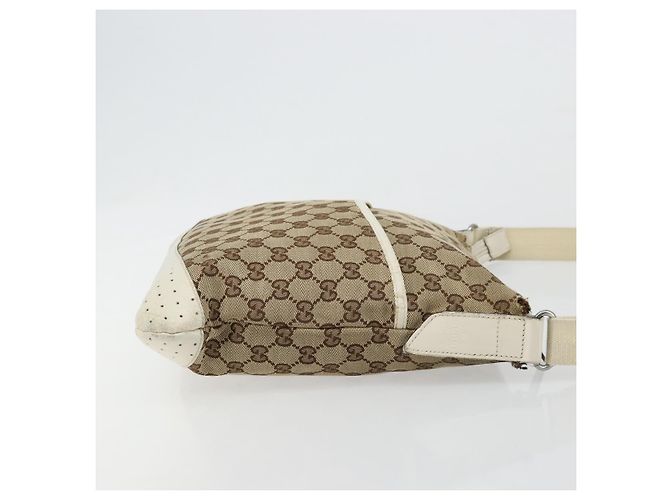 Borsa a Spalla GUCCI GG Canvas Beige Argento 145857 Auth BA12521 - vista 4
