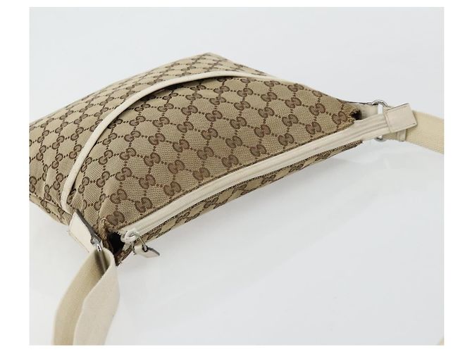 Borsa a Spalla GUCCI GG Canvas Beige Argento 145857 Auth BA12521 - vista 6