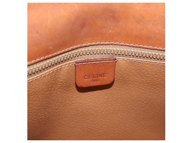 Céline Borsa a Mano CELINE Macadam Canvas PVC Pelle 2way Marrone Oro Auth BA12509 D'oro - vista 18