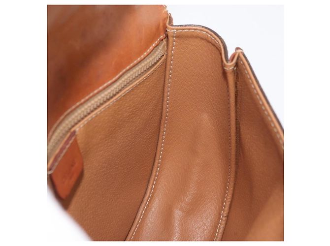 Céline Borsa a Mano CELINE Macadam Canvas PVC Pelle 2way Marrone Oro Auth BA12509 D'oro - vista 20