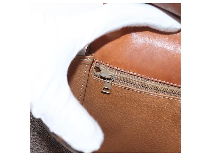 Céline Borsa a Mano CELINE Macadam Canvas PVC Pelle 2way Marrone Oro Auth BA12509 D'oro - vista 22