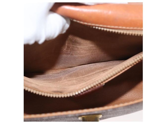Céline Borsa a Mano CELINE Macadam Canvas PVC Pelle 2way Marrone Oro Auth BA12509 D'oro - vista 23