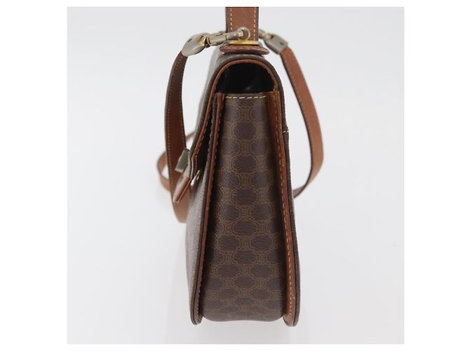 Céline Borsa a Mano CELINE Macadam Canvas PVC Pelle 2way Marrone Oro Auth BA12509 D'oro - vista 4