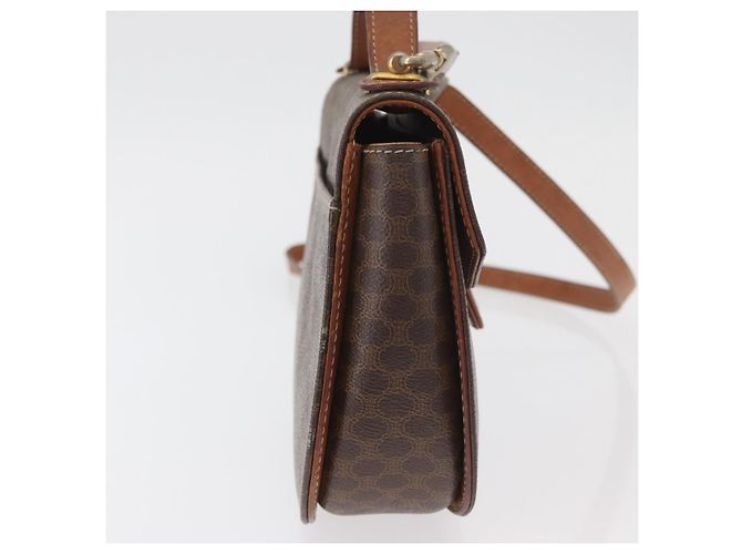 Céline Borsa a Mano CELINE Macadam Canvas PVC Pelle 2way Marrone Oro Auth BA12509 D'oro - vista 5