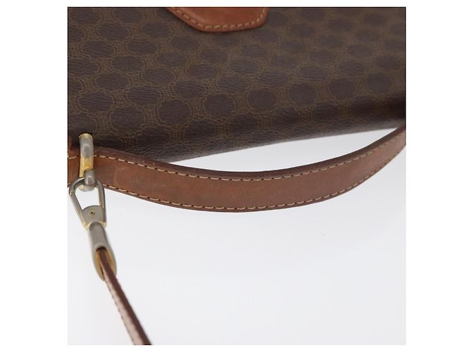 Céline Borsa a Mano CELINE Macadam Canvas PVC Pelle 2way Marrone Oro Auth BA12509 D'oro - vista 7