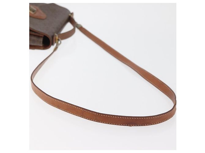 Céline Borsa a Mano CELINE Macadam Canvas PVC Pelle 2way Marrone Oro Auth BA12509 D'oro - vista 9