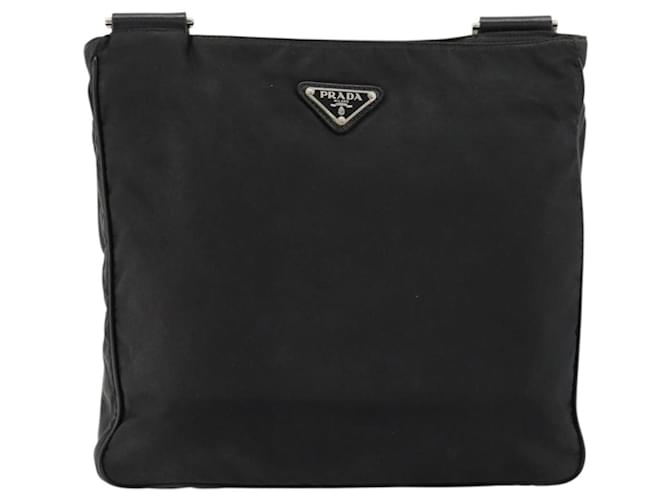 Borsa a Spalla PRADA Nylon Nero Argento Auth ka4274 - vista 3