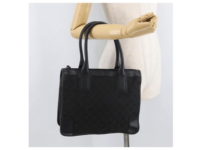 Borsa GUCCI GG Canvas Nera Oro 000 0855 Auth 180179 Nero D'oro - vista 22