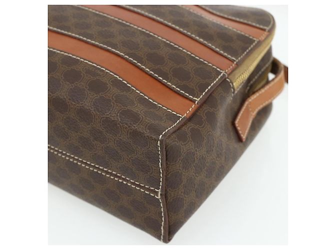 Céline Borsa a tracolla CELINE Macadam Canvas PVC Pelle Marrone Oro Auth ka4342 D'oro - vista 10